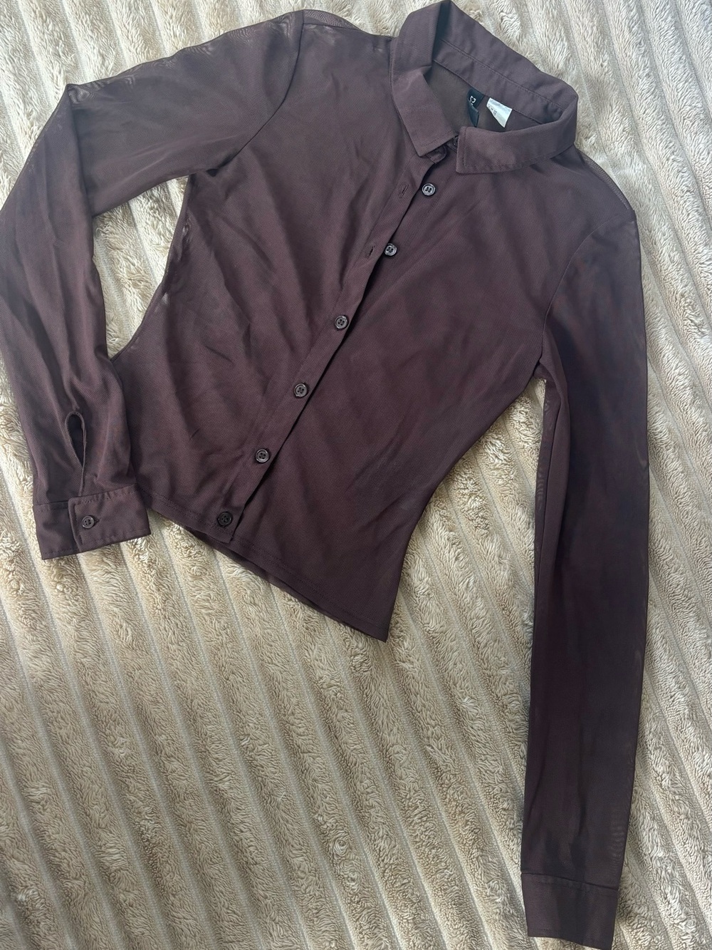 H&M Dark Brown Button-Down Long Sleeve Shirt